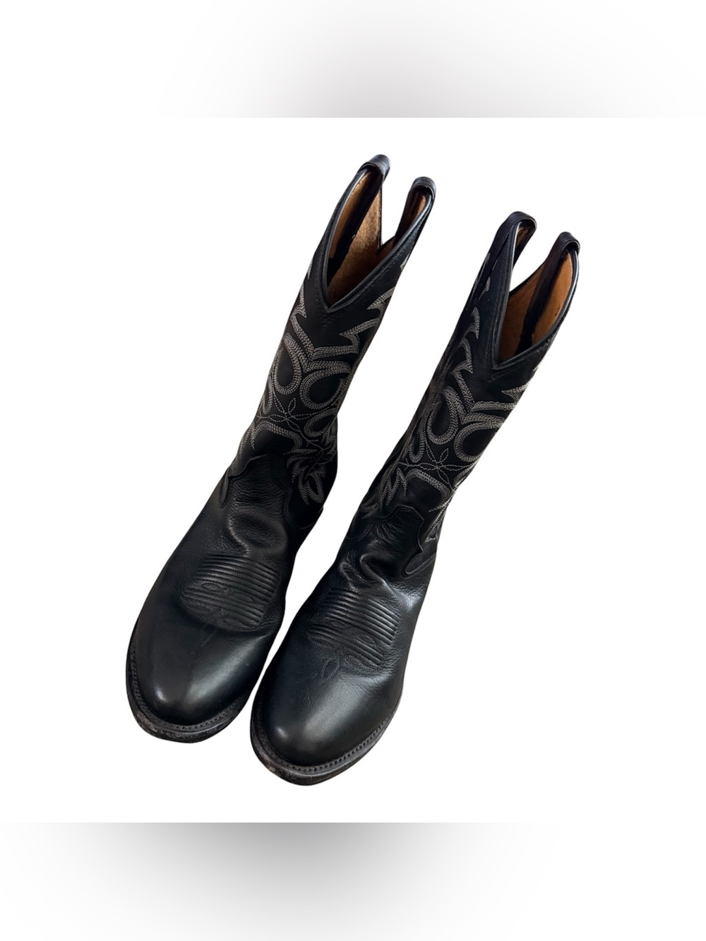 Tony Lama Americana Black Stallion boots 7900 black leather cowboy western 8.5D